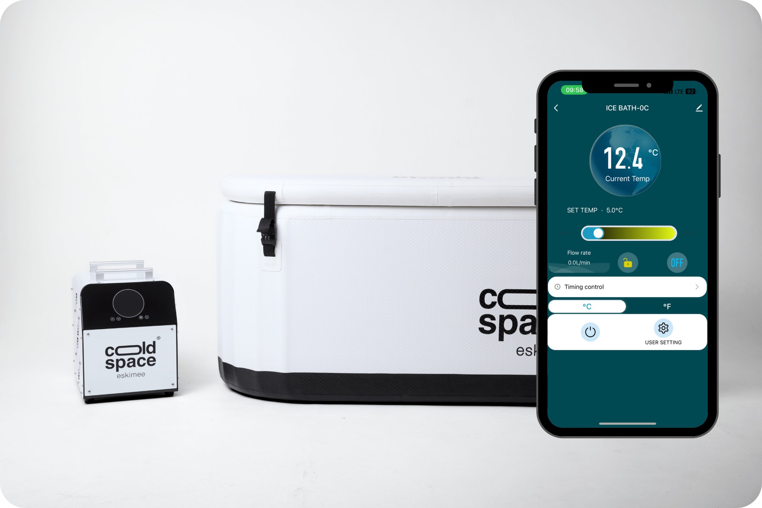 wanna do zimnych kąpieli z chillerem, Cold Space eskimee light z mini chiller plus, sterowanie z aplikacji mobilnej